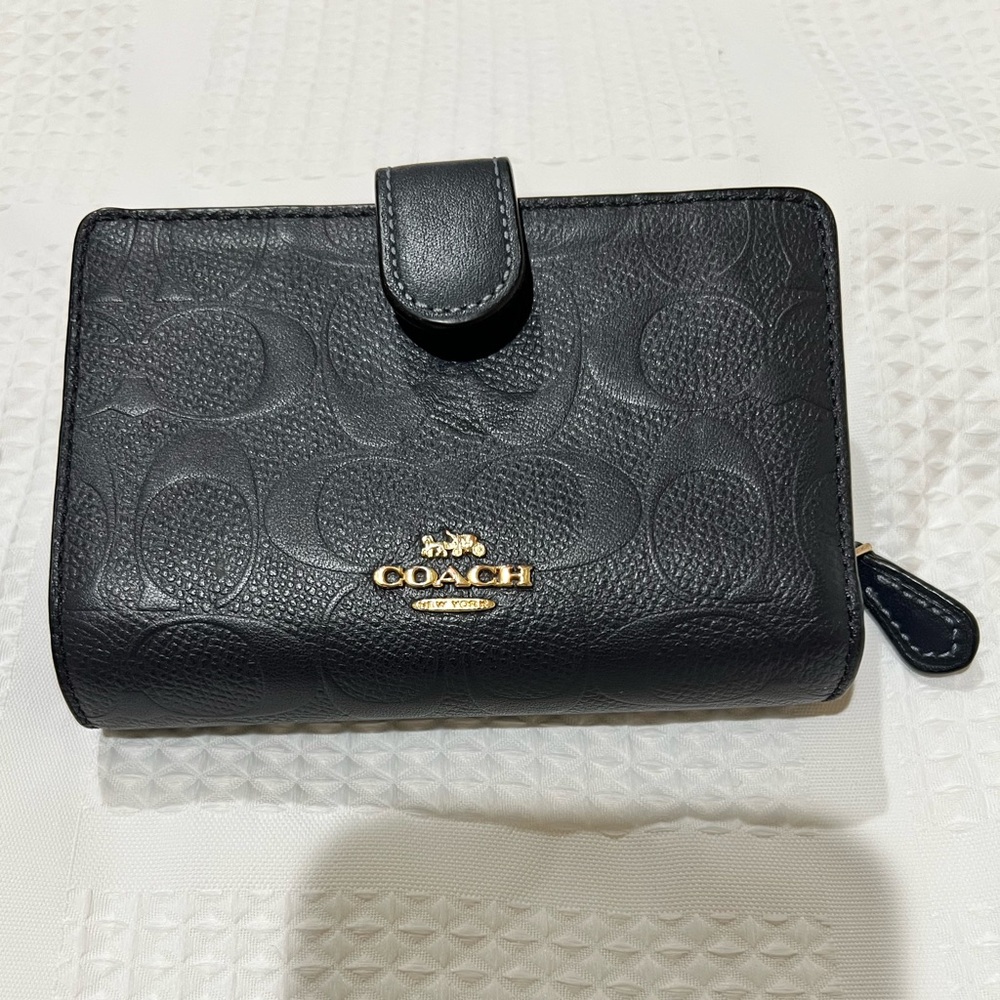 Coach navy blue Textured Leather Wallet